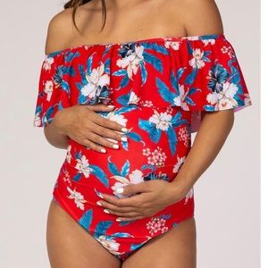 EUC size medium Pink Blush maternity swimsuit